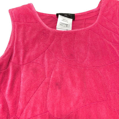 Good Chanel Camellia Coco Mark Sleeveless Pile Dress P52923 Size 36 Pink Ladies