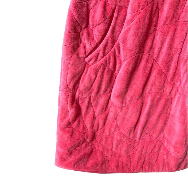 Good Chanel Camellia Coco Mark Sleeveless Pile Dress P52923 Size 36 Pink Ladies