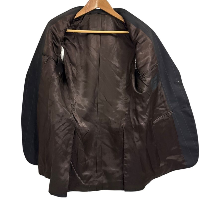 Good Prada Striped Tailored Jacket + Slacks Pants Suit Set-Up Size 44r Dark