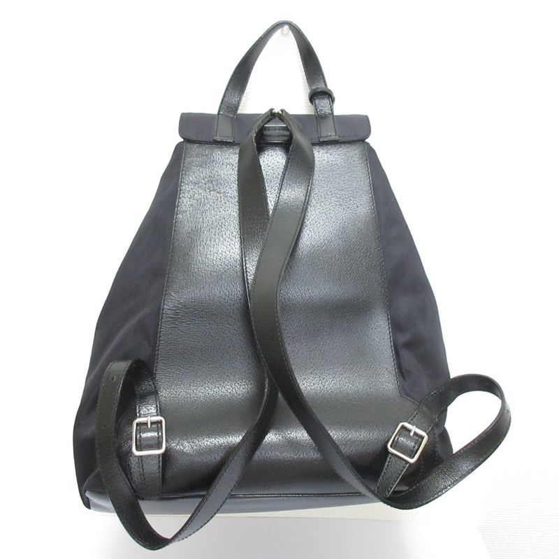 Gucci Nylon Leather Backpack Sac Black Women's Used