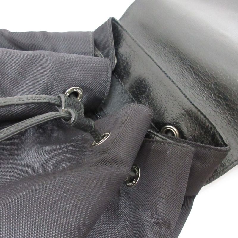 Gucci Nylon Leather Backpack Sac Black Women's Used