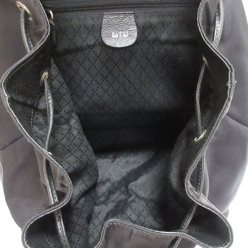 Gucci Nylon Leather Backpack Sac Black Women's Used
