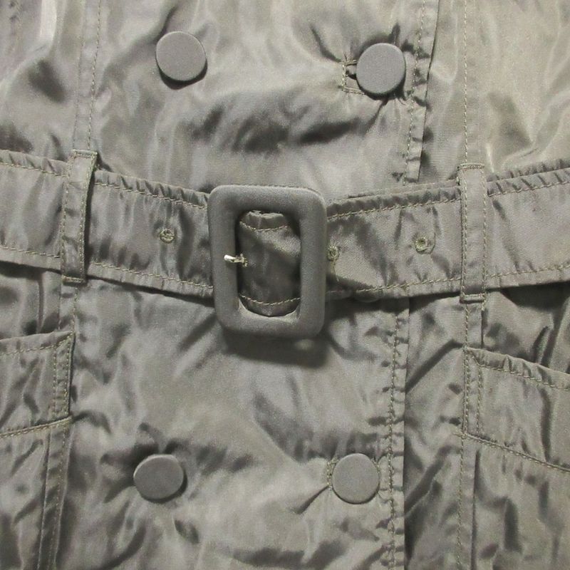 Good Prada Vintage Nylon Belted Padded Coat Double Coat M Khaki Women's Used