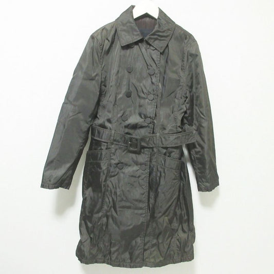 Good Prada Vintage Nylon Belted Padded Coat Double Coat M Khaki Women's Used