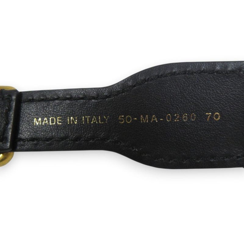 Christian DIOR CD Logo Embroidery Canvas Leather Belt 70 Navy And Beige Women's