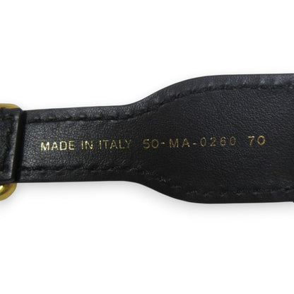 Christian DIOR CD Logo Embroidery Canvas Leather Belt 70 Navy And Beige Women's