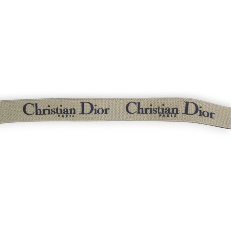 Christian DIOR CD Logo Embroidery Canvas Leather Belt 70 Navy And Beige Women's