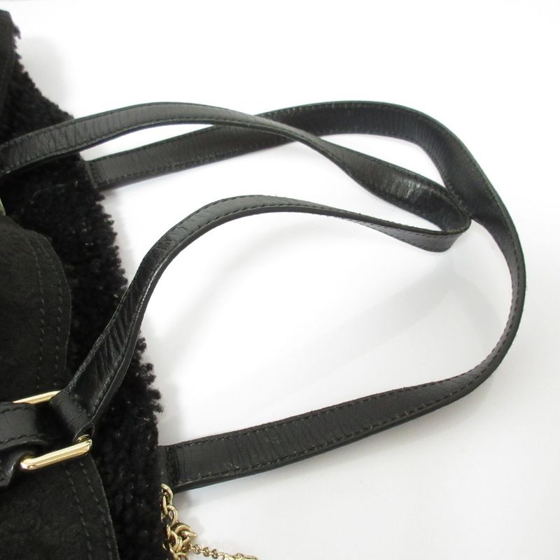 Good Gucci GG Pattern Mouton Tote Bag Handbag Black Ladies Used