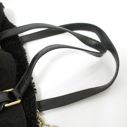 Good Gucci GG Pattern Mouton Tote Bag Handbag Black Ladies Used