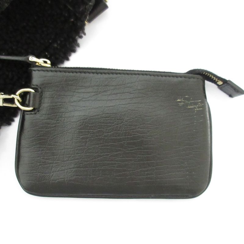 Good Gucci GG Pattern Mouton Tote Bag Handbag Black Ladies Used