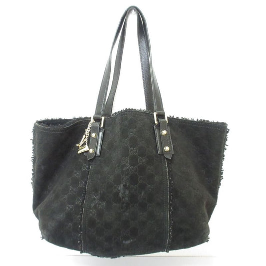 Good Gucci GG Pattern Mouton Tote Bag Handbag Black Ladies Used