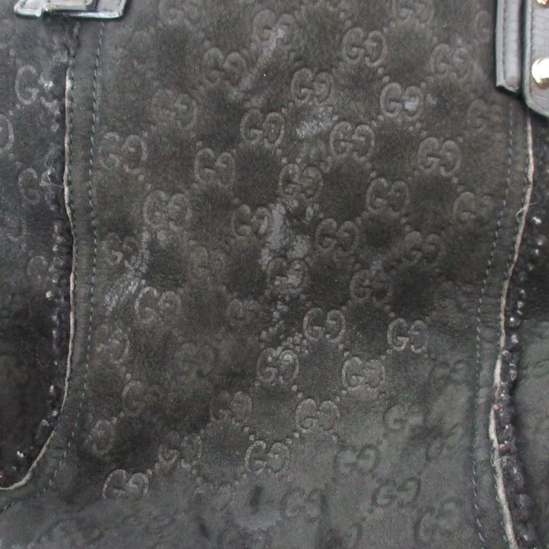 Good Gucci GG Pattern Mouton Tote Bag Handbag Black Ladies Used