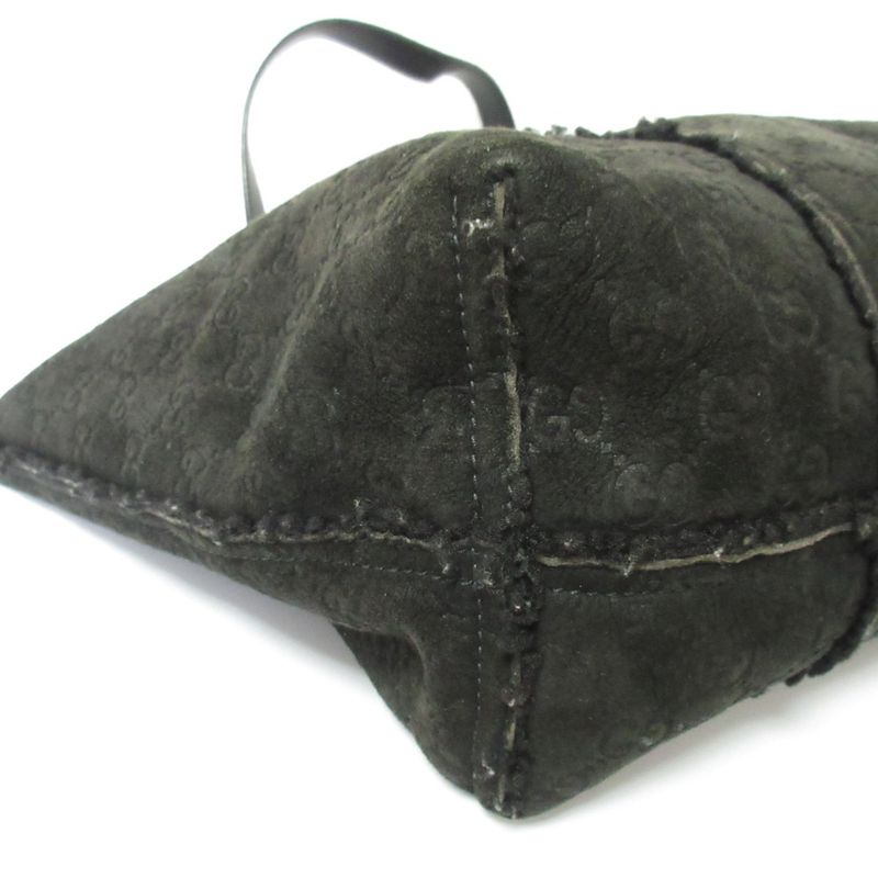 Good Gucci GG Pattern Mouton Tote Bag Handbag Black Ladies Used