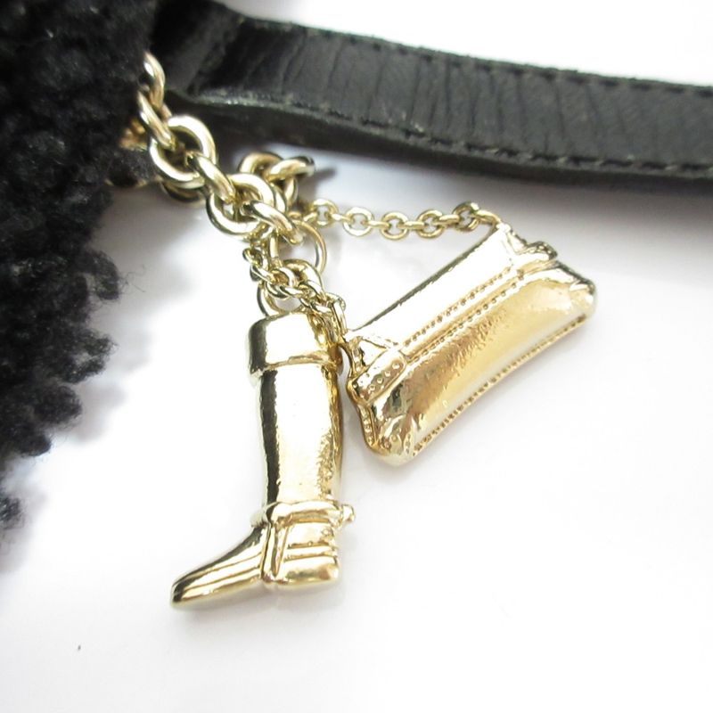 Good Gucci GG Pattern Mouton Tote Bag Handbag Black Ladies Used