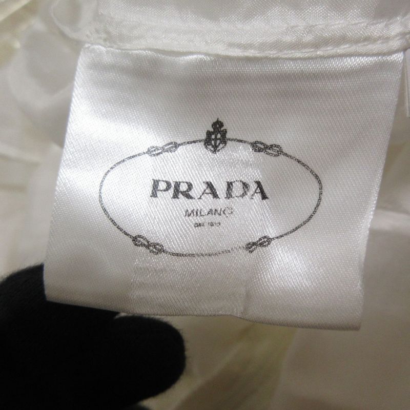 Prada Crochet Lace Sleeveless Mimolée Length Dress Size 40 Off White Women's