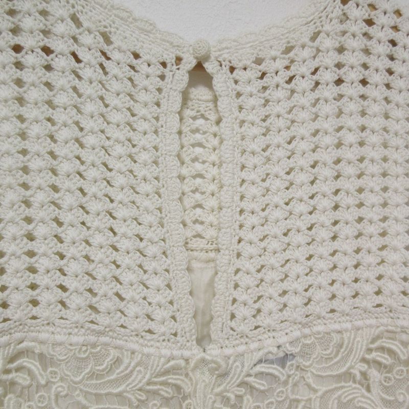 Prada Crochet Lace Sleeveless Mimolée Length Dress Size 40 Off White Women's