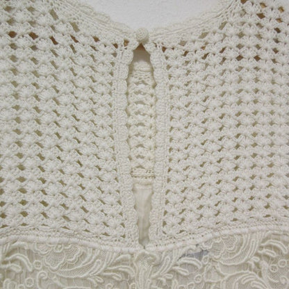 Prada Crochet Lace Sleeveless Mimolée Length Dress Size 40 Off White Women's