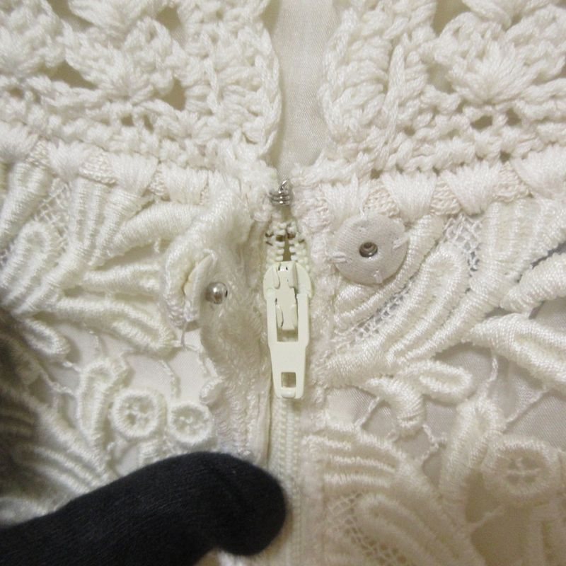 Prada Crochet Lace Sleeveless Mimolée Length Dress Size 40 Off White Women's