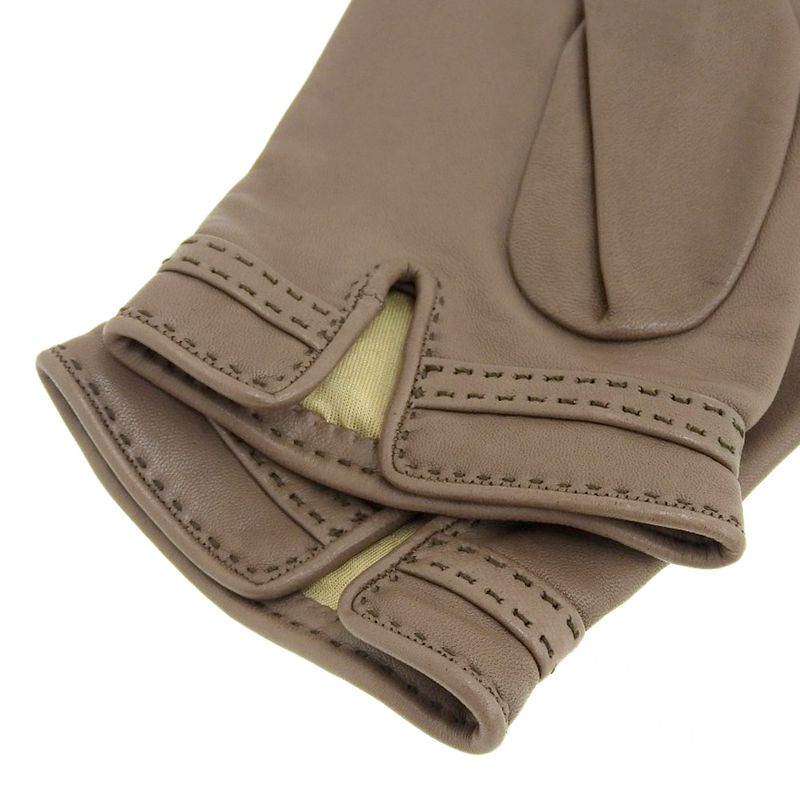 Hermes Glenan Hardware Leather Gloves 8 Brown Women's Used