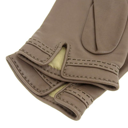 Hermes Glenan Hardware Leather Gloves 8 Brown Women's Used
