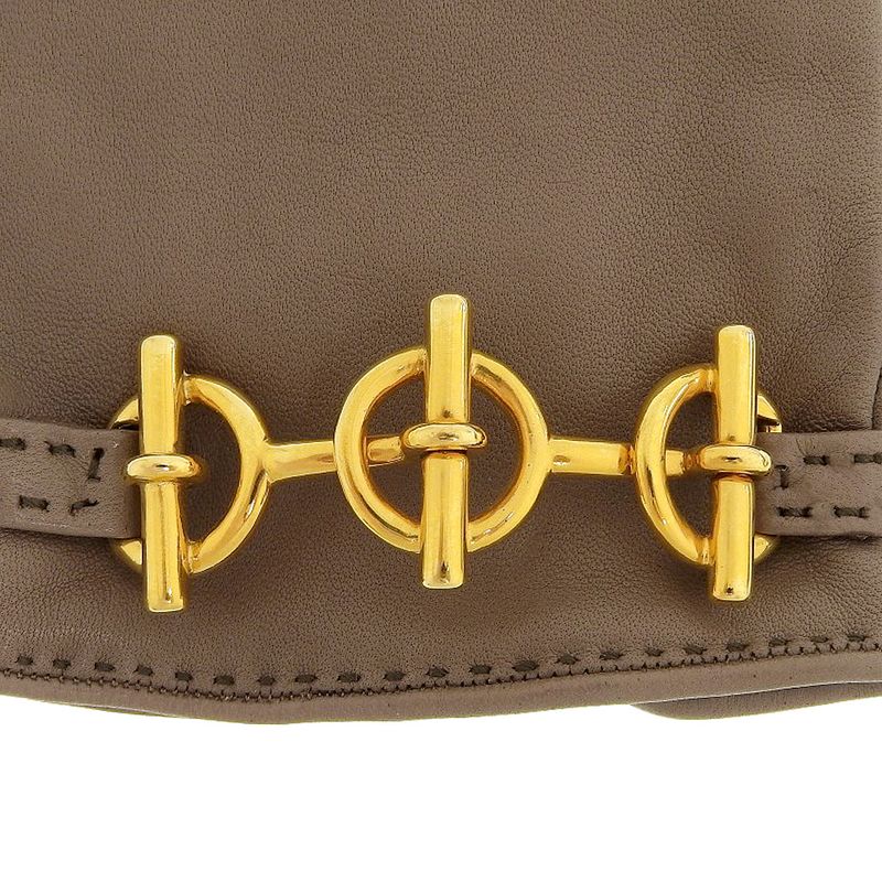 Hermes Glenan Hardware Leather Gloves 8 Brown Women's Used