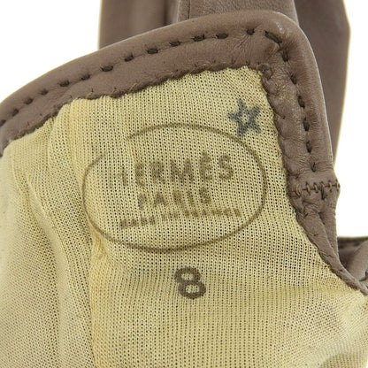 Hermes Glenan Hardware Leather Gloves 8 Brown Women's Used