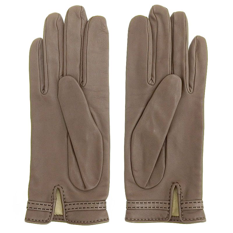 Hermes Glenan Hardware Leather Gloves 8 Brown Women's Used