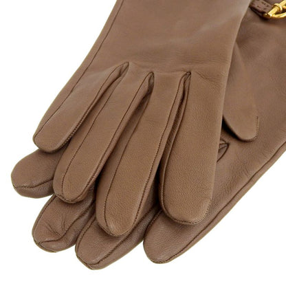 Hermes Grennan Hardware Leather Gloves 7 1/2 Brown Women's Used