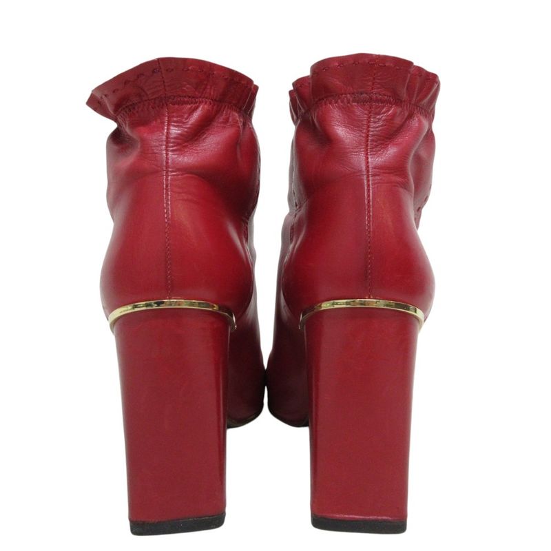 Good Louis Vuitton Frill Square Toe Leather Short Boots 37 1/2 24.0cm (9.45in)