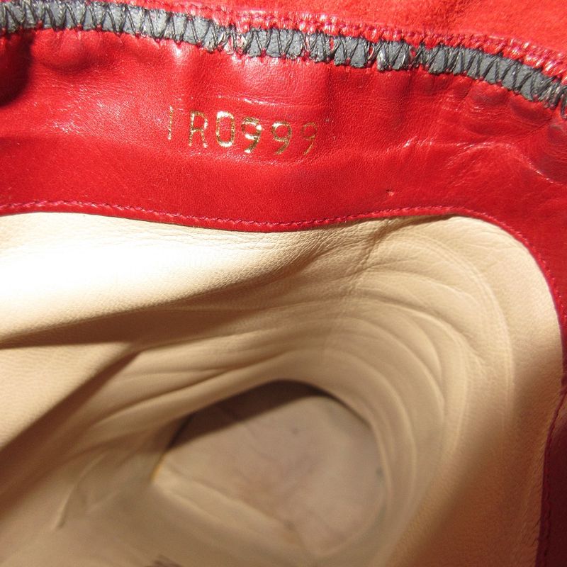 Good Louis Vuitton Frill Square Toe Leather Short Boots 37 1/2 24.0cm (9.45in)