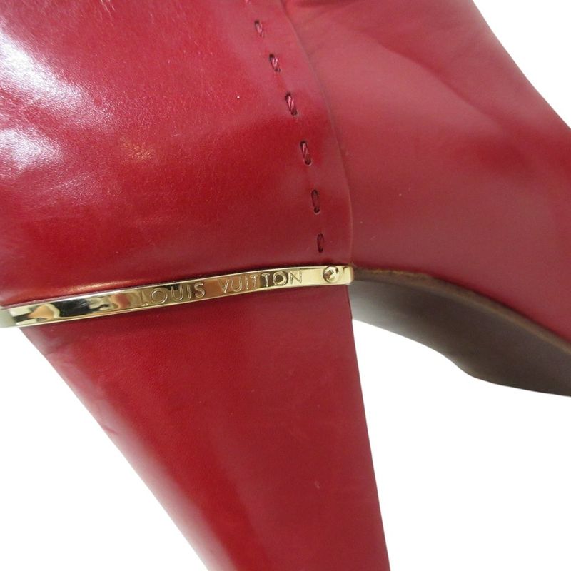 Good Louis Vuitton Frill Square Toe Leather Short Boots 37 1/2 24.0cm (9.45in)