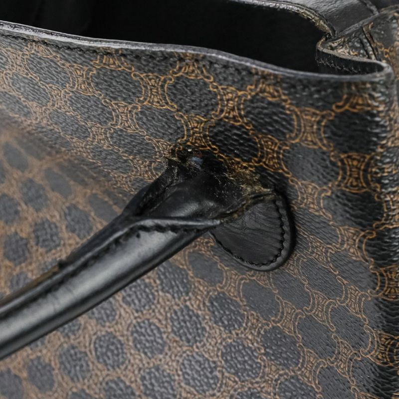 Good Celine Vintage Macadam Pattern Bucket Shape Bucket Tote Handbag Brown