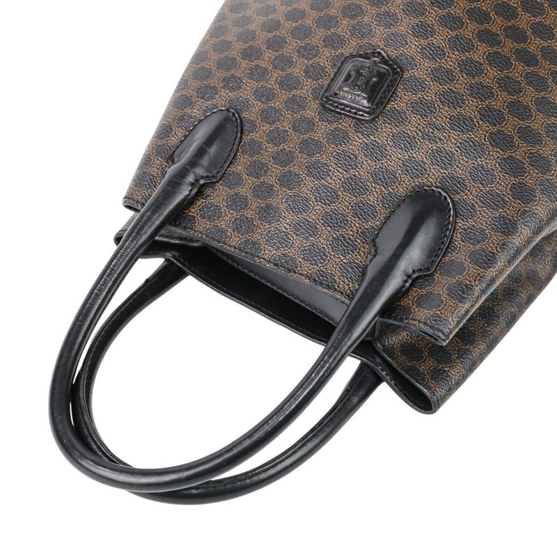 Good Celine Vintage Macadam Pattern Bucket Shape Bucket Tote Handbag Brown