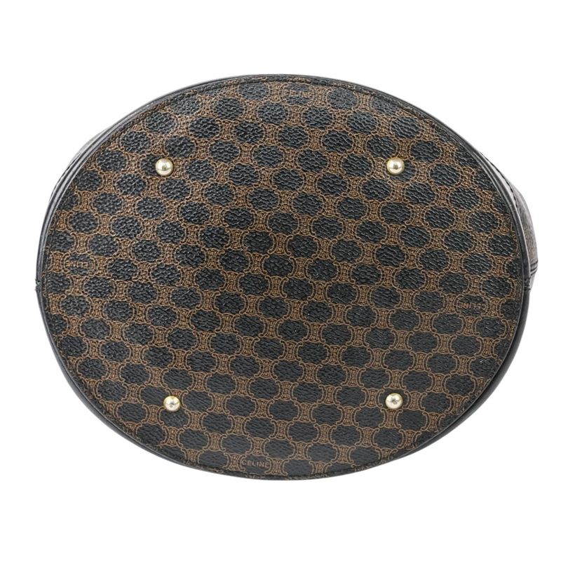 Good Celine Vintage Macadam Pattern Bucket Shape Bucket Tote Handbag Brown