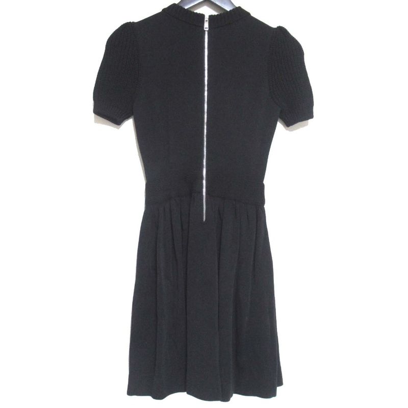 Good Prada Short Sleeve Back Zip Up Cable Knit Mini Dress 36 S Size Black Women