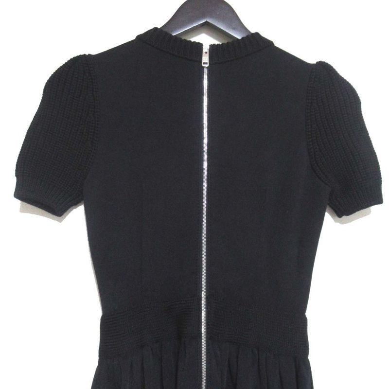 Good Prada Short Sleeve Back Zip Up Cable Knit Mini Dress 36 S Size Black Women