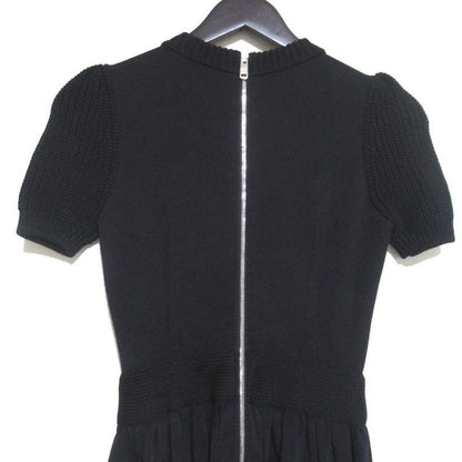 Good Prada Short Sleeve Back Zip Up Cable Knit Mini Dress 36 S Size Black Women