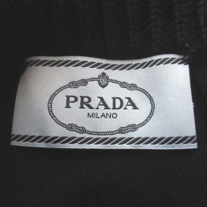 Good Prada Short Sleeve Back Zip Up Cable Knit Mini Dress 36 S Size Black Women