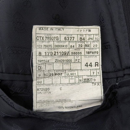 Good Gucci Emblem Logo Leather Cut Tailored Jacket 44r Black Men's Used