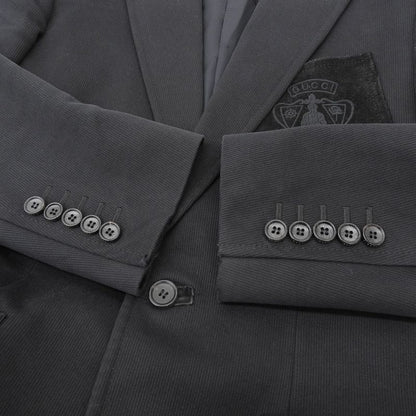 Good Gucci Emblem Logo Leather Cut Tailored Jacket 44r Black Men's Used