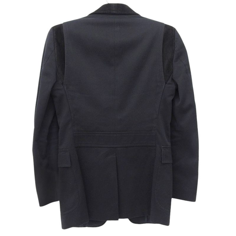 Good Gucci Emblem Logo Leather Cut Tailored Jacket 44r Black Men's Used