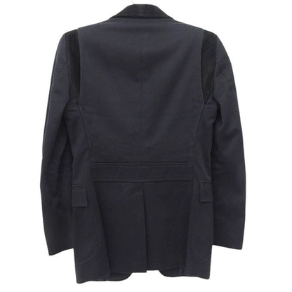 Good Gucci Emblem Logo Leather Cut Tailored Jacket 44r Black Men's Used