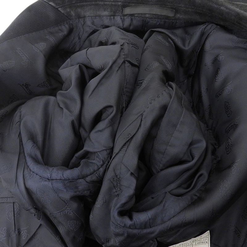 Good Gucci Emblem Logo Leather Cut Tailored Jacket 44r Black Men's Used