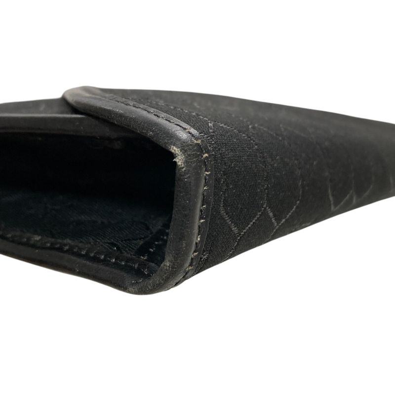 Good Christian Dior Vintage Chain Canvas Shoulder Bag Black Ladies Used