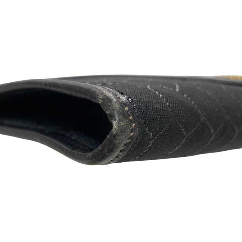 Good Christian Dior Vintage Chain Canvas Shoulder Bag Black Ladies Used