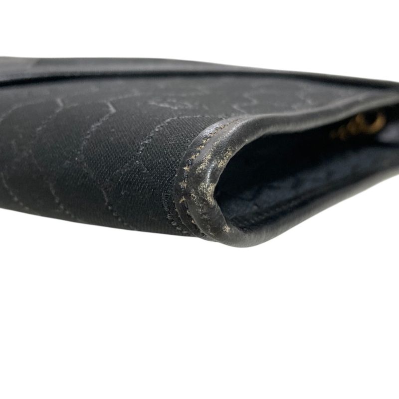 Good Christian Dior Vintage Chain Canvas Shoulder Bag Black Ladies Used