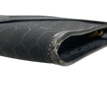 Good Christian Dior Vintage Chain Canvas Shoulder Bag Black Ladies Used