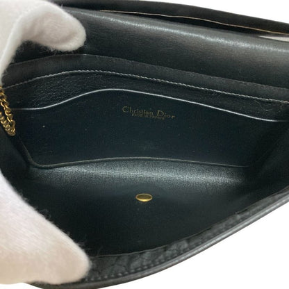 Good Christian Dior Vintage Chain Canvas Shoulder Bag Black Ladies Used