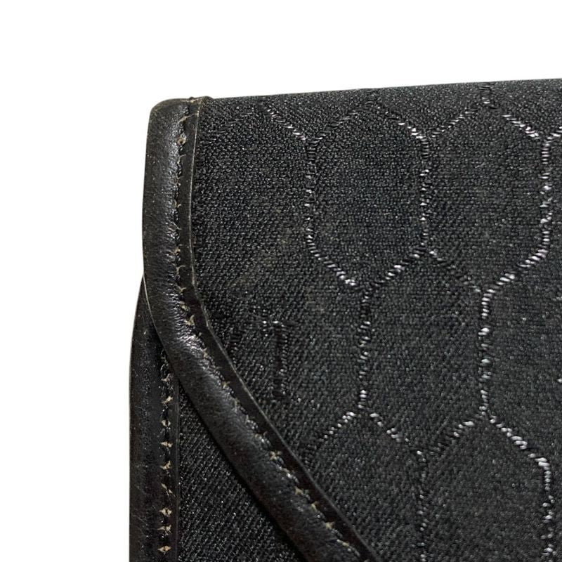 Good Christian Dior Vintage Chain Canvas Shoulder Bag Black Ladies Used