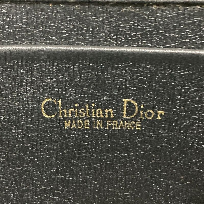 Good Christian Dior Vintage Chain Canvas Shoulder Bag Black Ladies Used